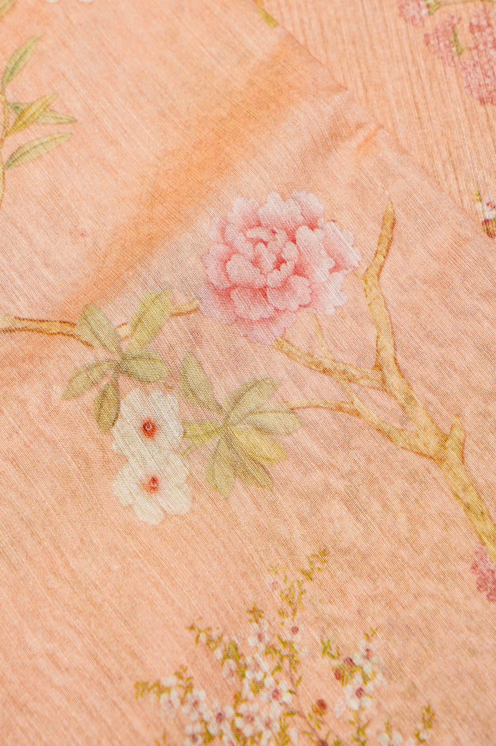 Handwoven Peach Banarasi Tussar Silk Saree