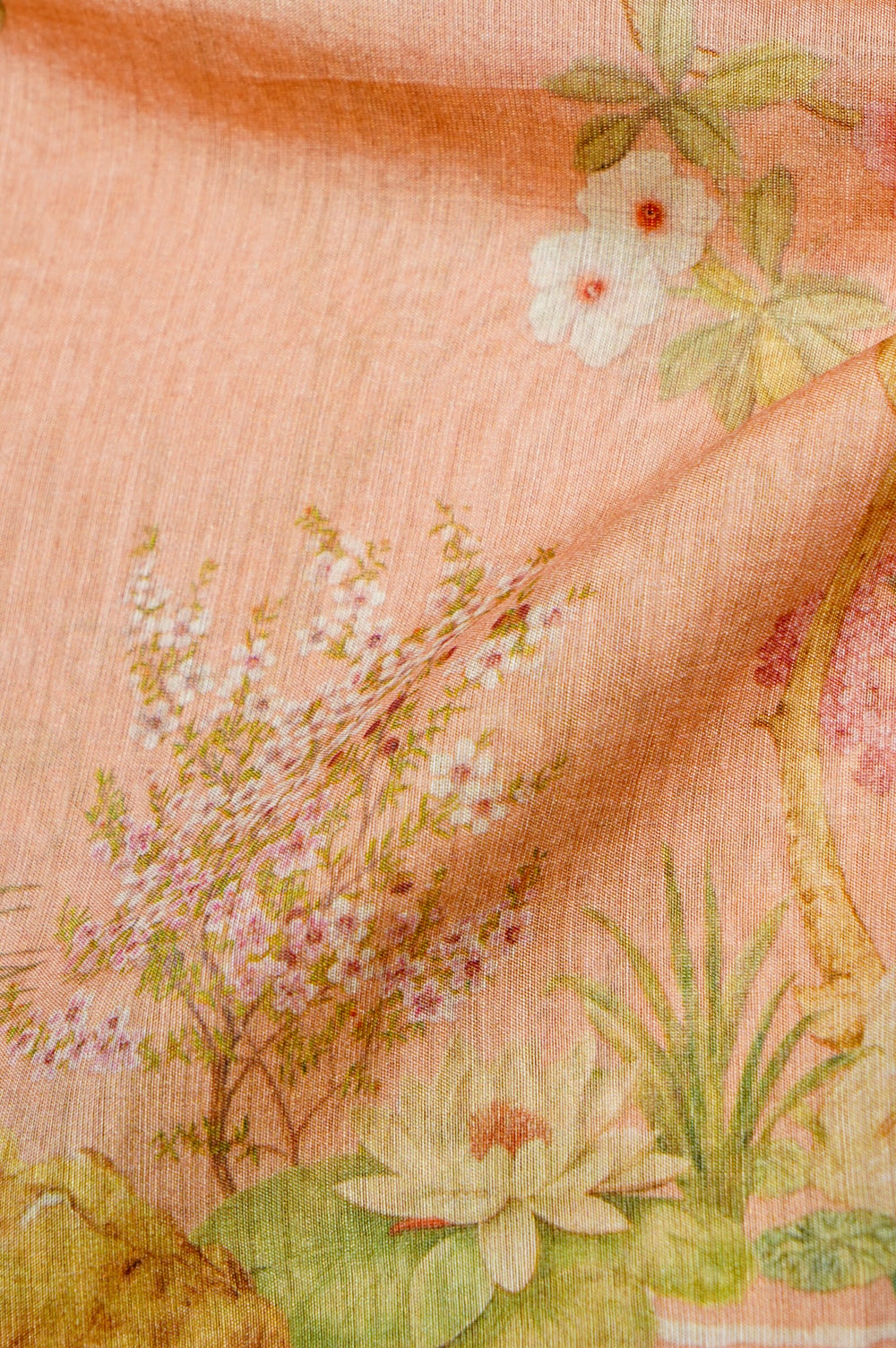 Handwoven Peach Banarasi Tussar Silk Saree