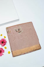 Handwoven Peach Banarasi Tussar Silk Saree