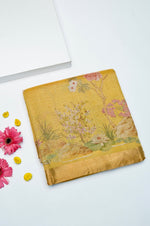 Handwoven Mustard Yellow Banarasi Tussar Silk Saree