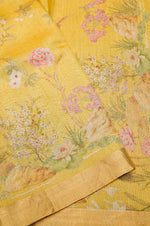 Handwoven Mustard Yellow Banarasi Tussar Silk Saree