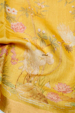 Handwoven Mustard Yellow Banarasi Tussar Silk Saree