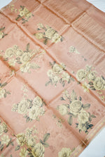 Handwoven Blush Peach Banarasi Tussar Silk Saree