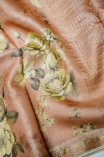 Handwoven Blush Peach Banarasi Tussar Silk Saree
