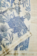 Handwoven Cream Banarasi Tussar Silk Saree