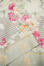 Handwoven Grey Banarasi Tussar Silk Saree