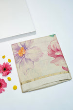 Handwoven Cream Banarasi Tussar Silk Saree
