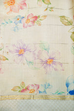 Handwoven Cream Banarasi Tussar Silk Saree