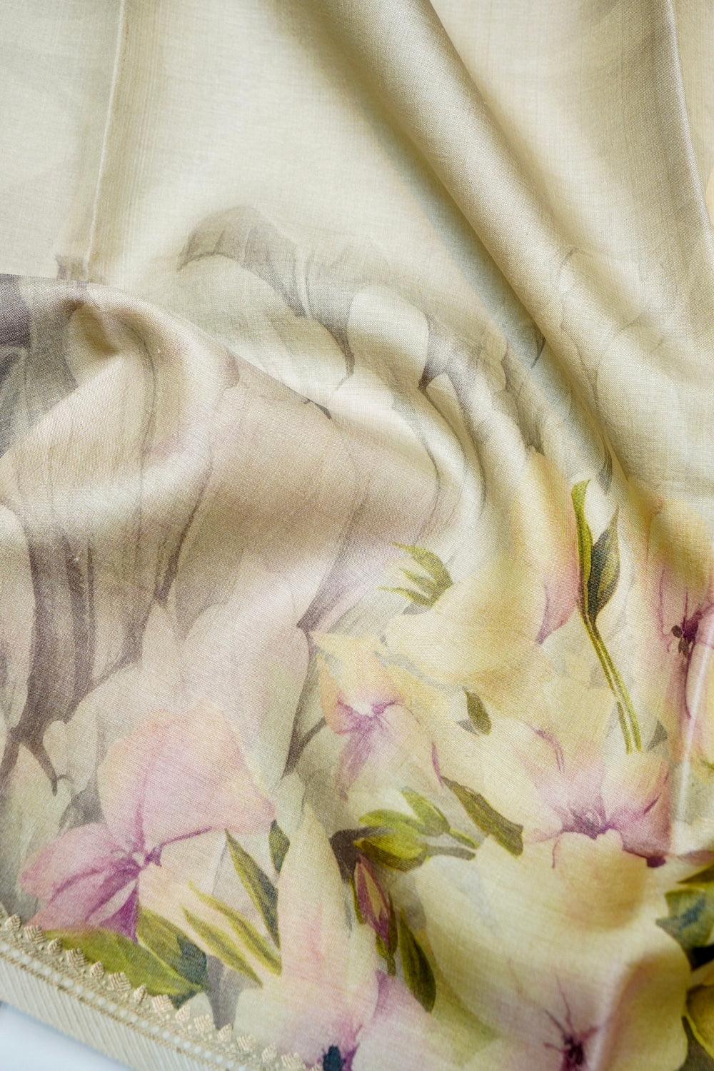 Handwoven Grey Banarasi Tussar Silk Saree