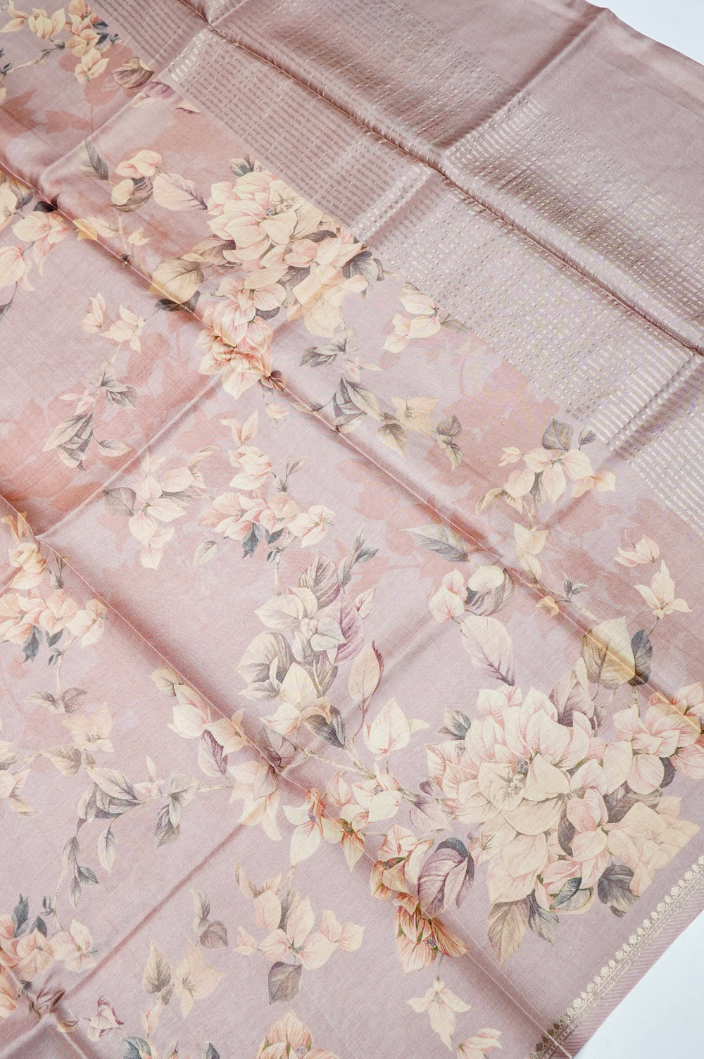 Handwoven Onion Pink Banarasi Tussar Silk Saree