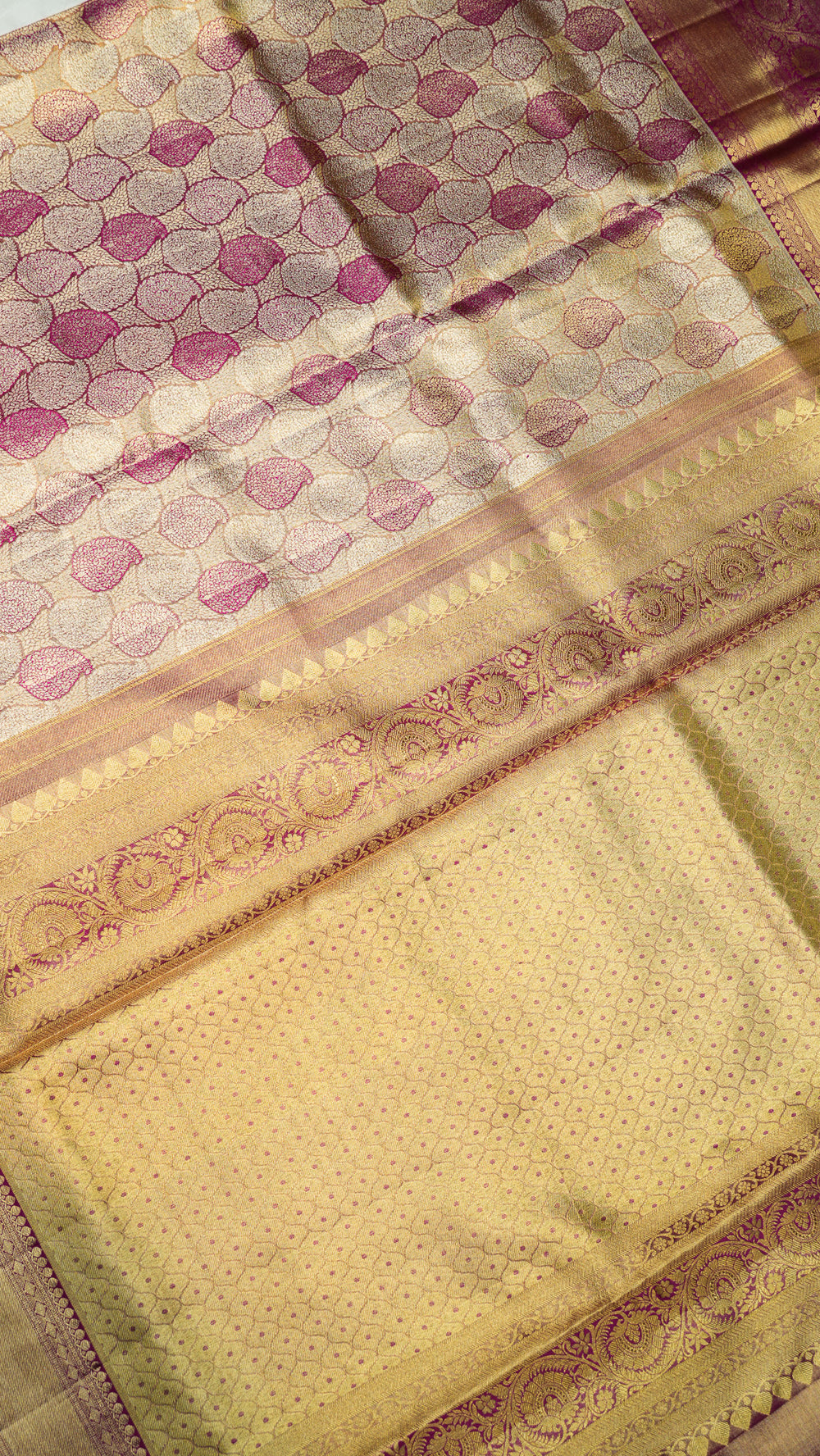 Designer Golden Maroon Kanjivaram Silk Saree