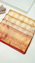 Designer Golden Maroon Kanjivaram Silk Saree