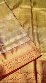 Designer Golden Maroon Kanjivaram Silk Saree