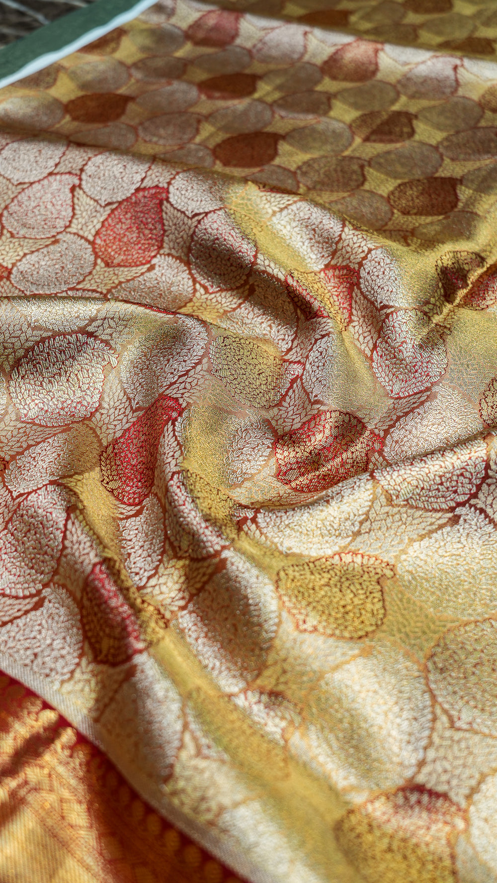 Designer Golden Maroon Kanjivaram Silk Saree