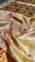 Designer Golden Maroon Kanjivaram Silk Saree