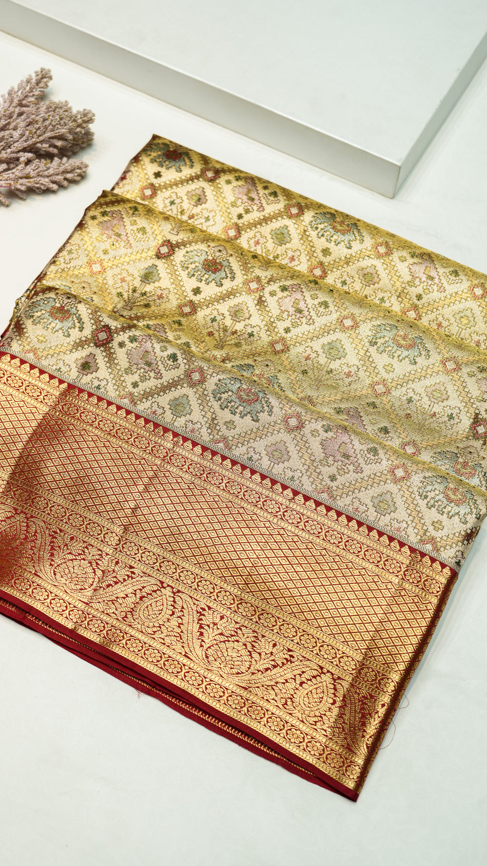 Designer Golden Patola Kanjivaram Silk Saree