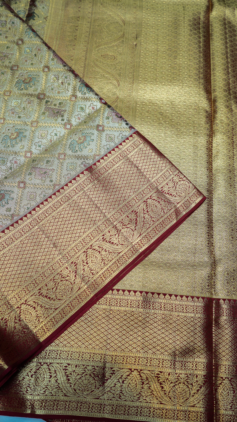Designer Golden Patola Kanjivaram Silk Saree