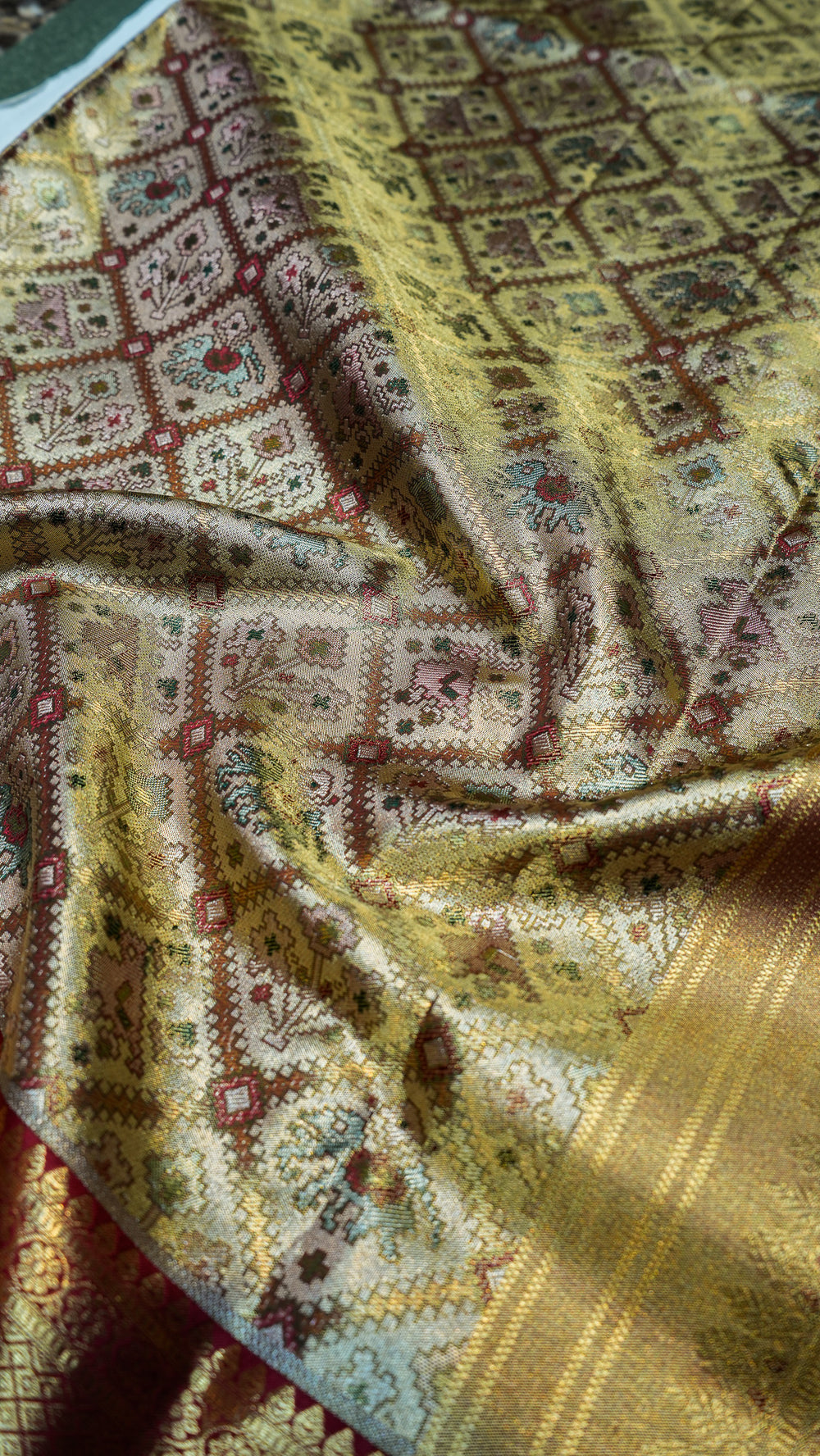 Designer Golden Patola Kanjivaram Silk Saree