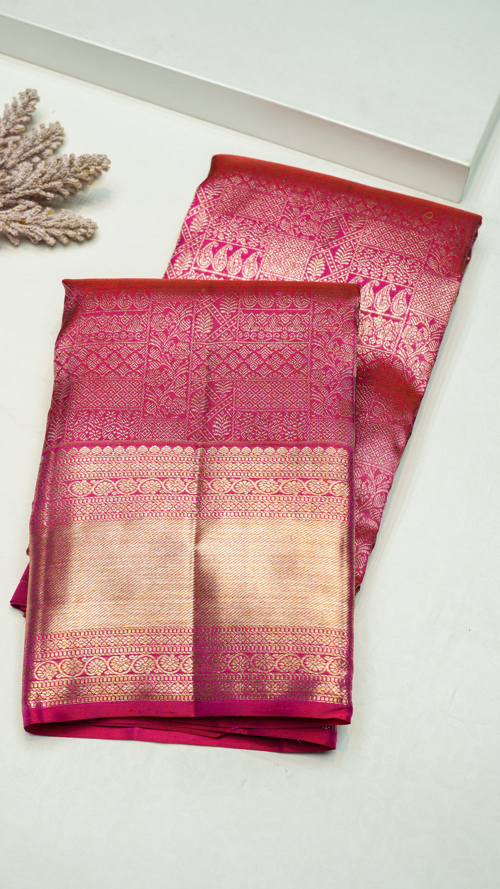 Designer Rani Pink Kanjivaram Silk Saree