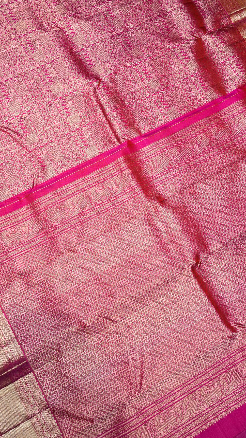 Designer Rani Pink Kanjivaram Silk Saree