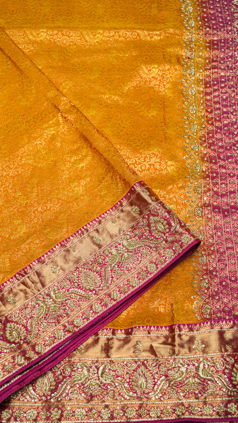 Designer Mustard Yellow Kanjivaram Silk Saree