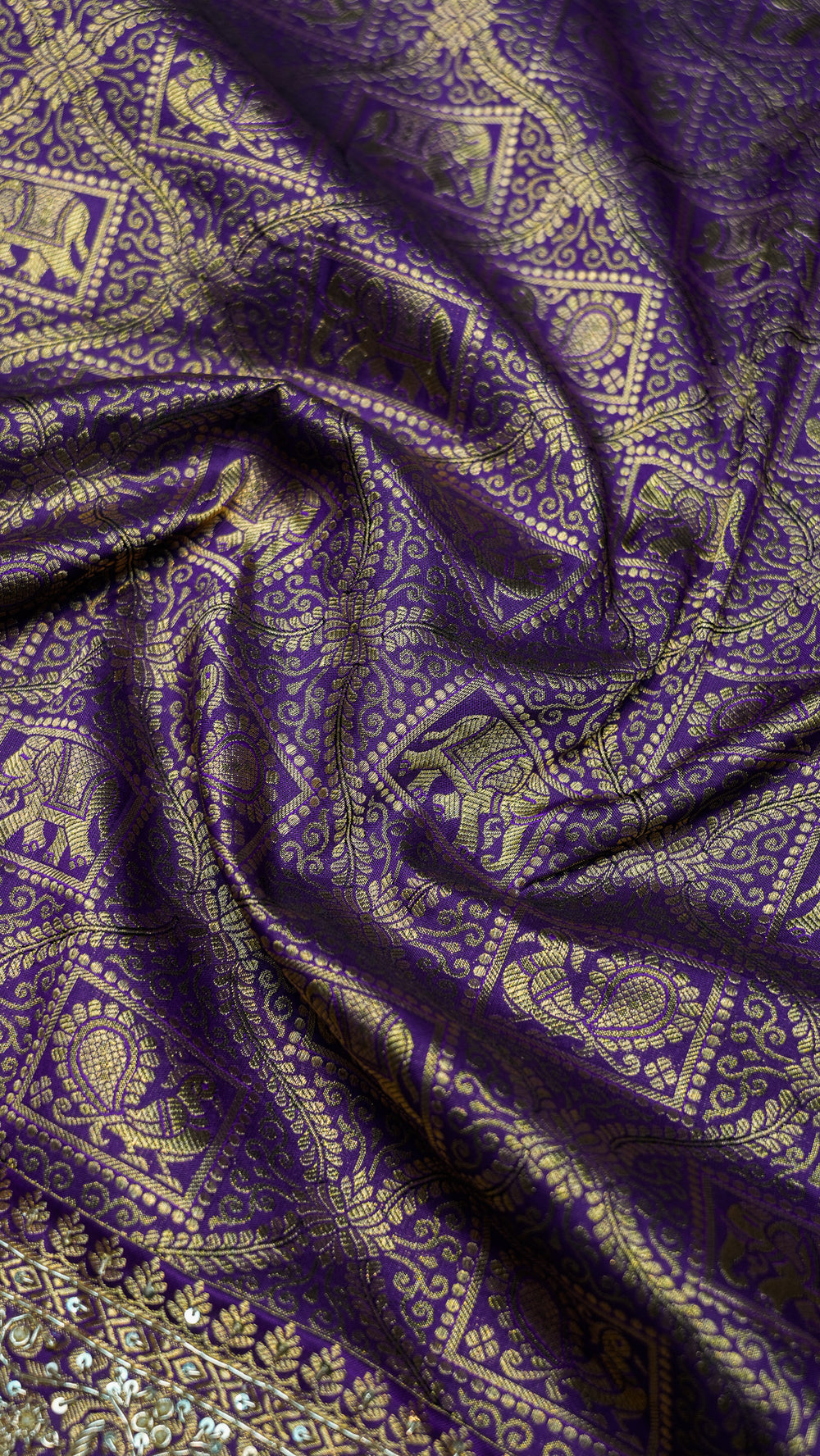 Designer Purple Kanjivaram Silk Saree