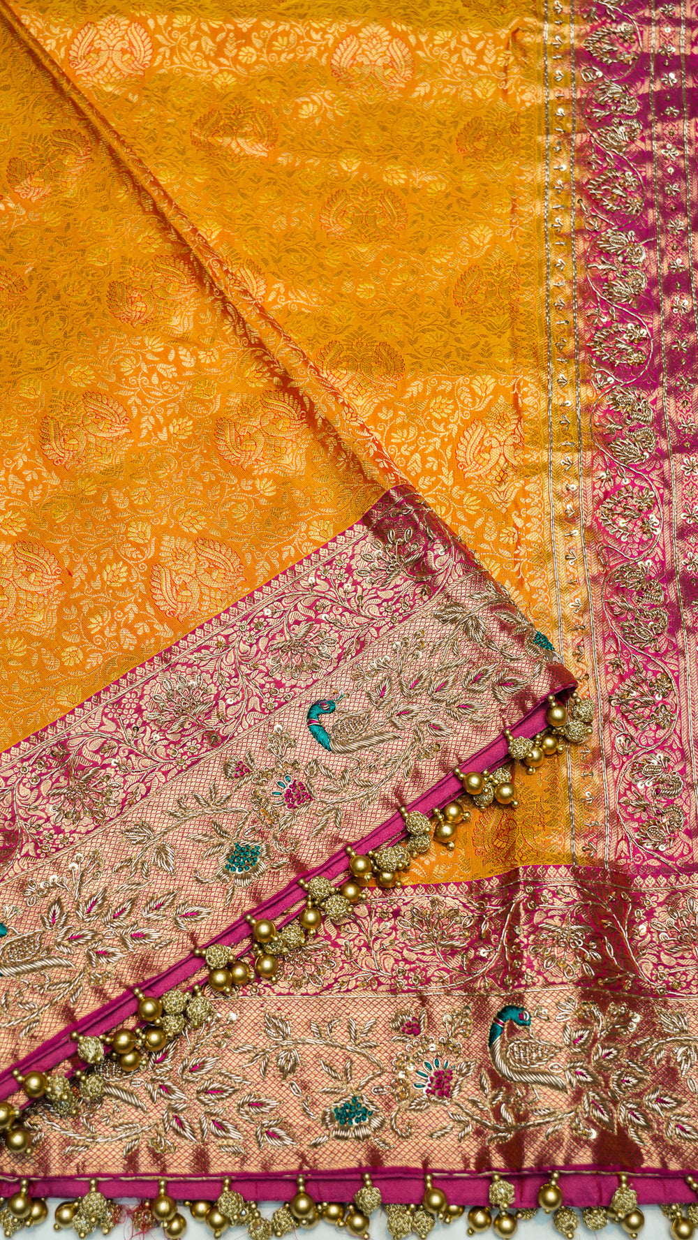 Designer Mustard Yellow Kanjivaram Silk Saree