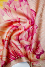 Handwoven Blush Peach Banarasi Munga Tussar Silk Saree
