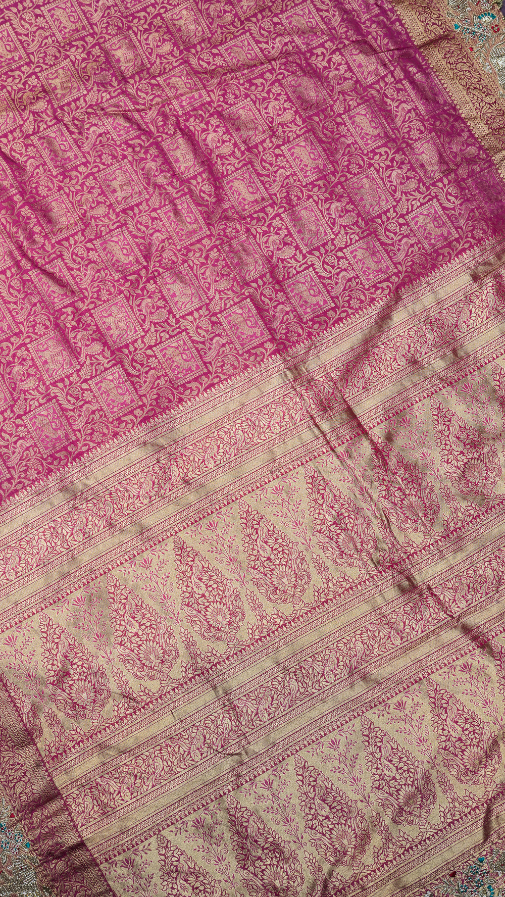 Designer Hot Pink Kanjivaram Silk Saree
