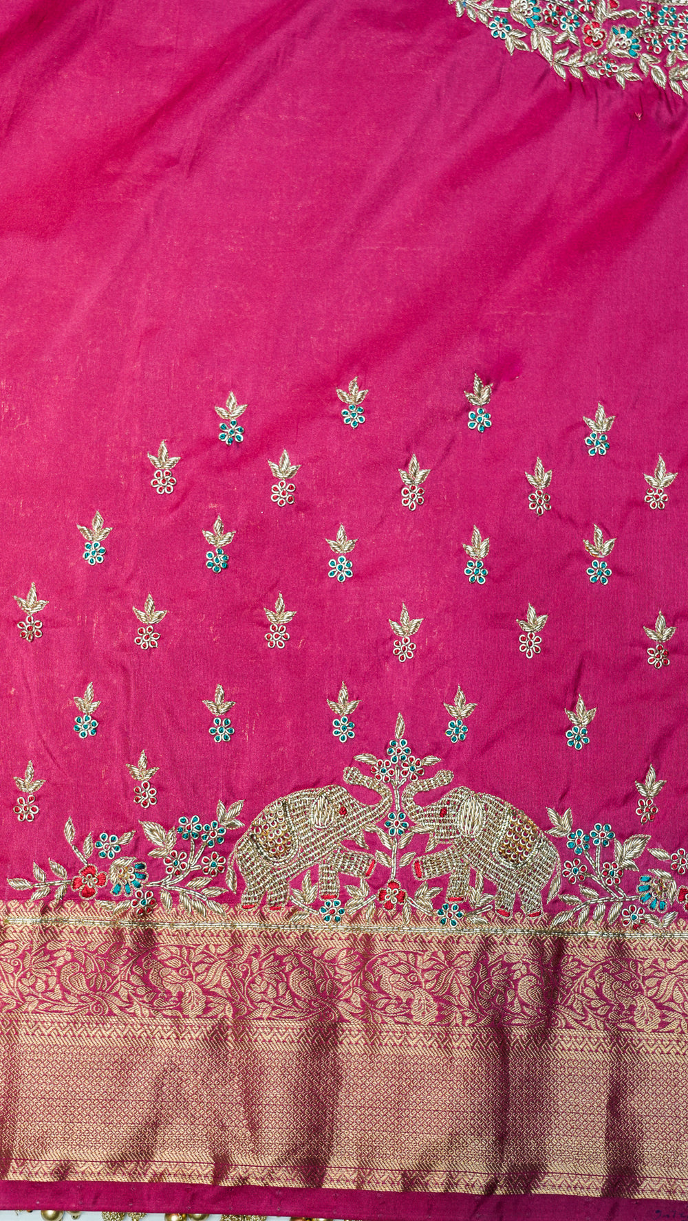 Designer Hot Pink Kanjivaram Silk Saree