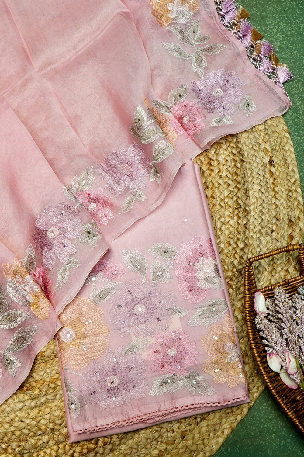 Designer Baby Pink Organza Suit