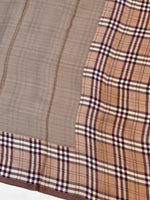 Cinnamon Brown Stripe Mashru Silk  Handwoven Banarasi Saree