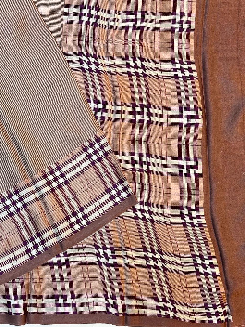 Cinnamon Brown Stripe Mashru Silk  Handwoven Banarasi Saree