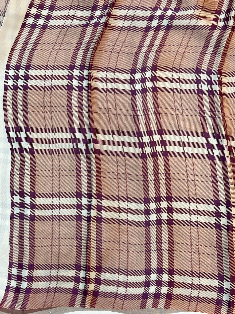 Cinnamon Brown Stripe Mashru Silk  Handwoven Banarasi Saree
