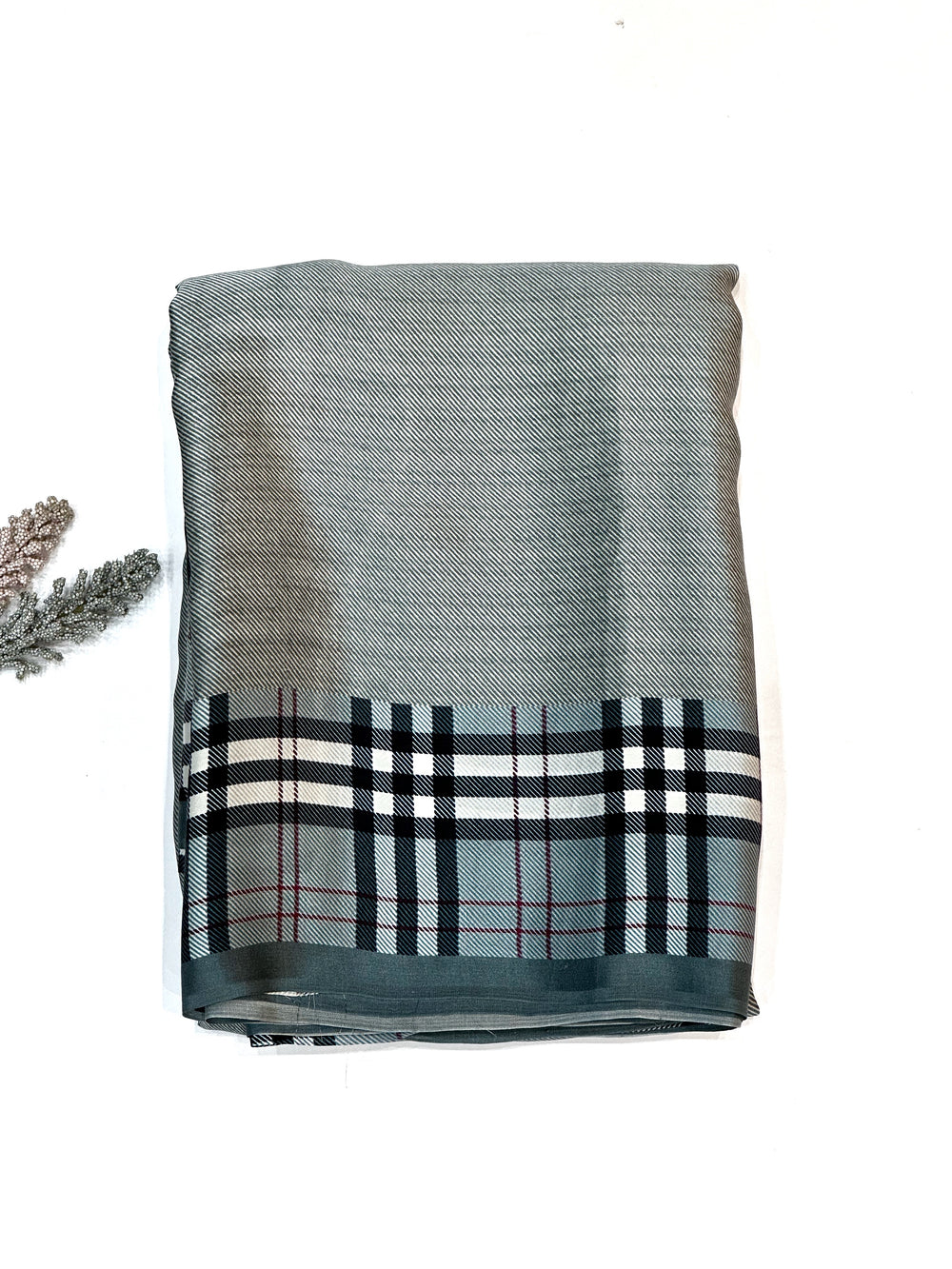 Slate Blue Stripe Mashru Silk  Handwoven Banarasi Saree