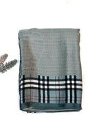 Slate Blue Stripe Mashru Silk  Handwoven Banarasi Saree