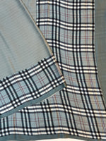 Slate Blue Stripe Mashru Silk  Handwoven Banarasi Saree