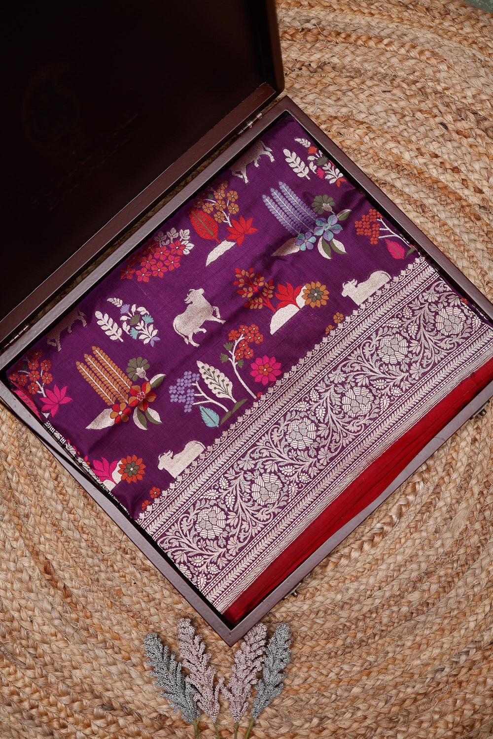 Handwoven Purple Banarasi Katan Silk Saree