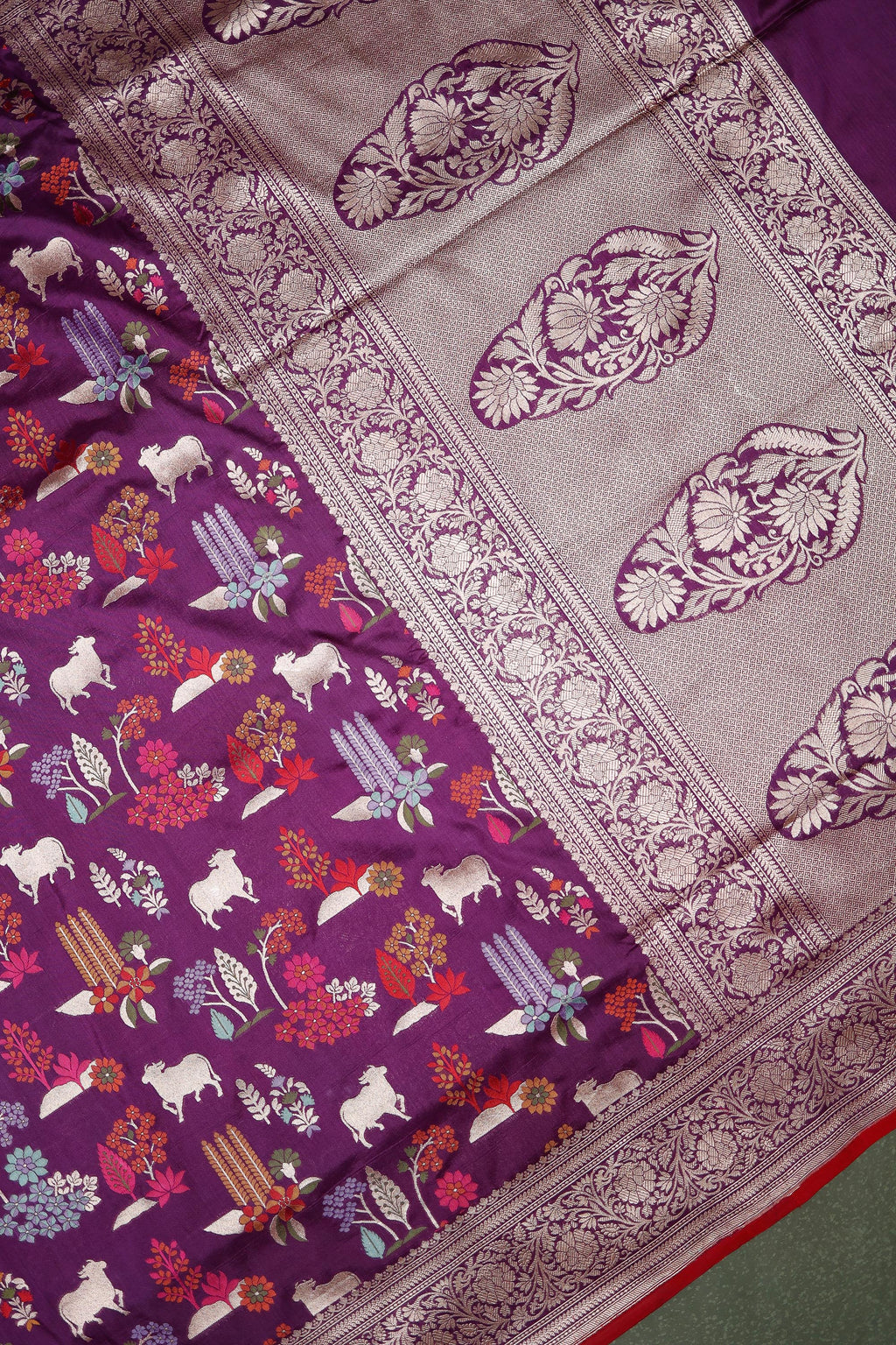 Handwoven Purple Banarasi Katan Silk Saree