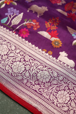 Handwoven Purple Banarasi Katan Silk Saree