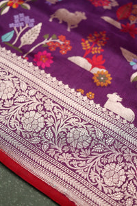 Handwoven Purple Banarasi Katan Silk Saree