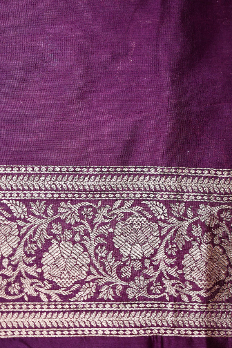 Handwoven Purple Banarasi Katan Silk Saree