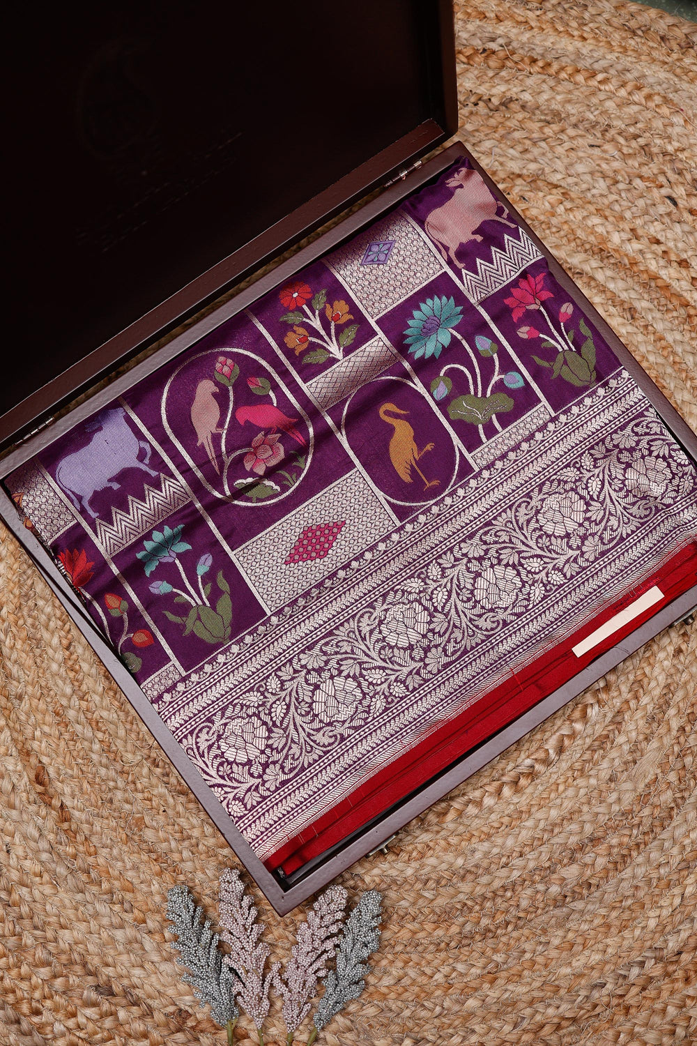 Handwoven Purple Banarasi Katan Silk Saree