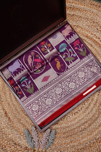 Handwoven Purple Banarasi Katan Silk Saree
