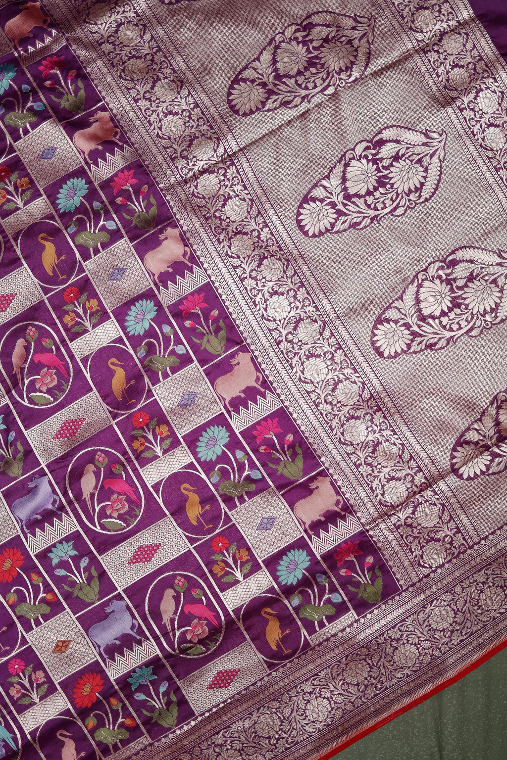 Handwoven Purple Banarasi Katan Silk Saree
