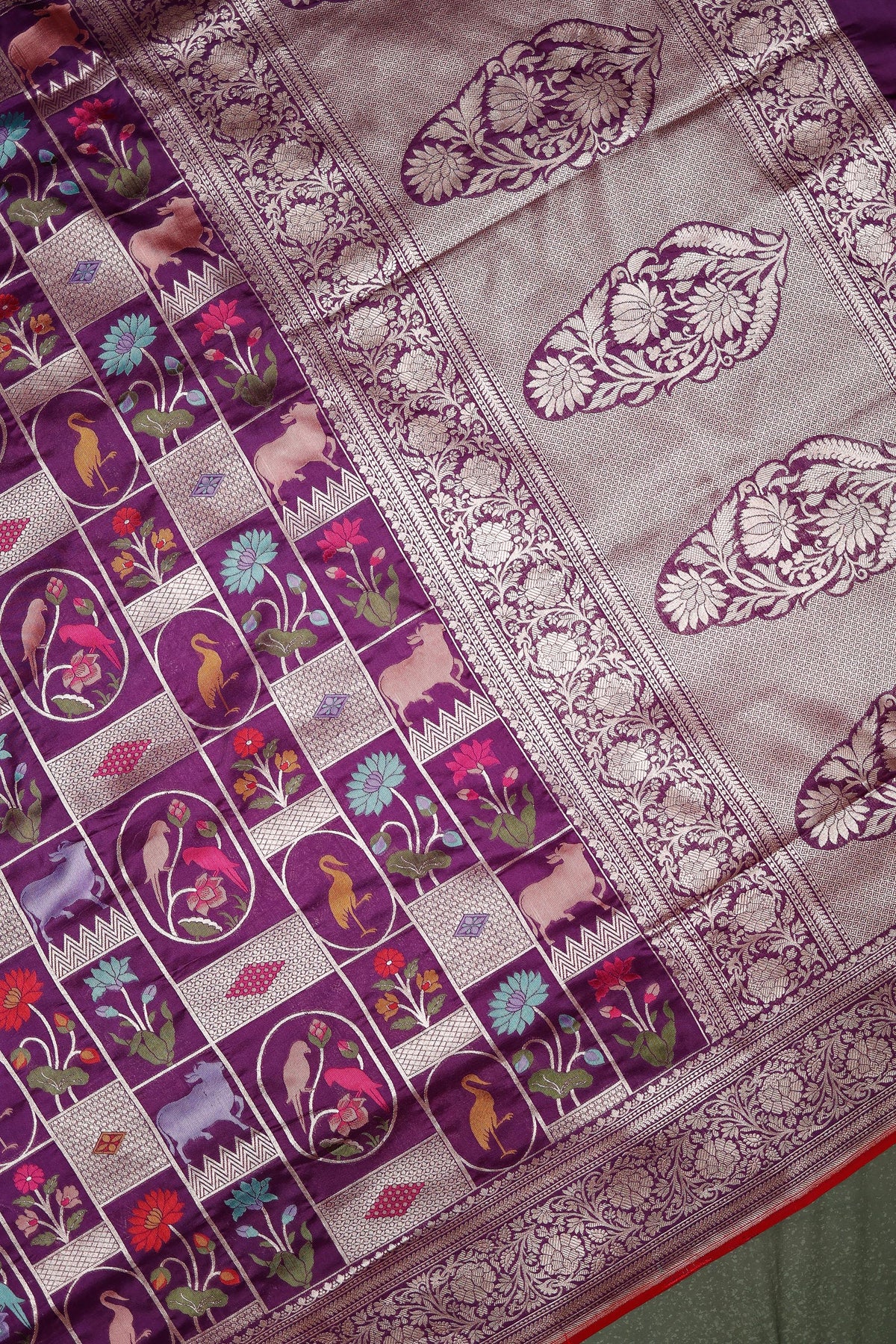 Handwoven Purple Banarasi Katan Silk Saree