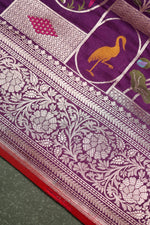 Handwoven Purple Banarasi Katan Silk Saree