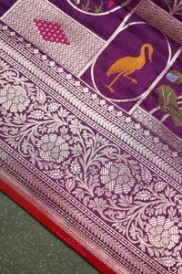Handwoven Purple Banarasi Katan Silk Saree
