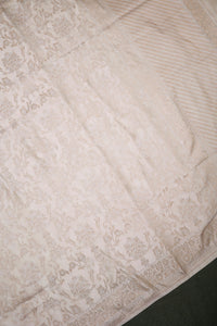 Handwoven Cream Banarasi Mashru Silk Saree