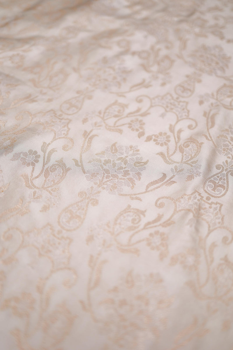 Handwoven Cream Banarasi Mashru Silk Saree